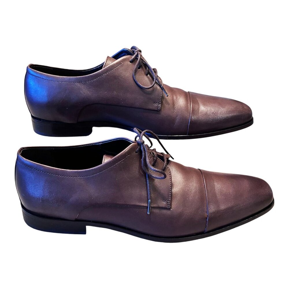 Hugo Boss Brown Leather Derby Dress Shoes Men’s 10.5 M Vero Cuoio - Picture 4 of 13